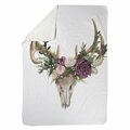 Begin Home Decor 60 x 80 in. Deer Skull with Flowers-Sherpa Fleece Blanket 5545-6080-AN404